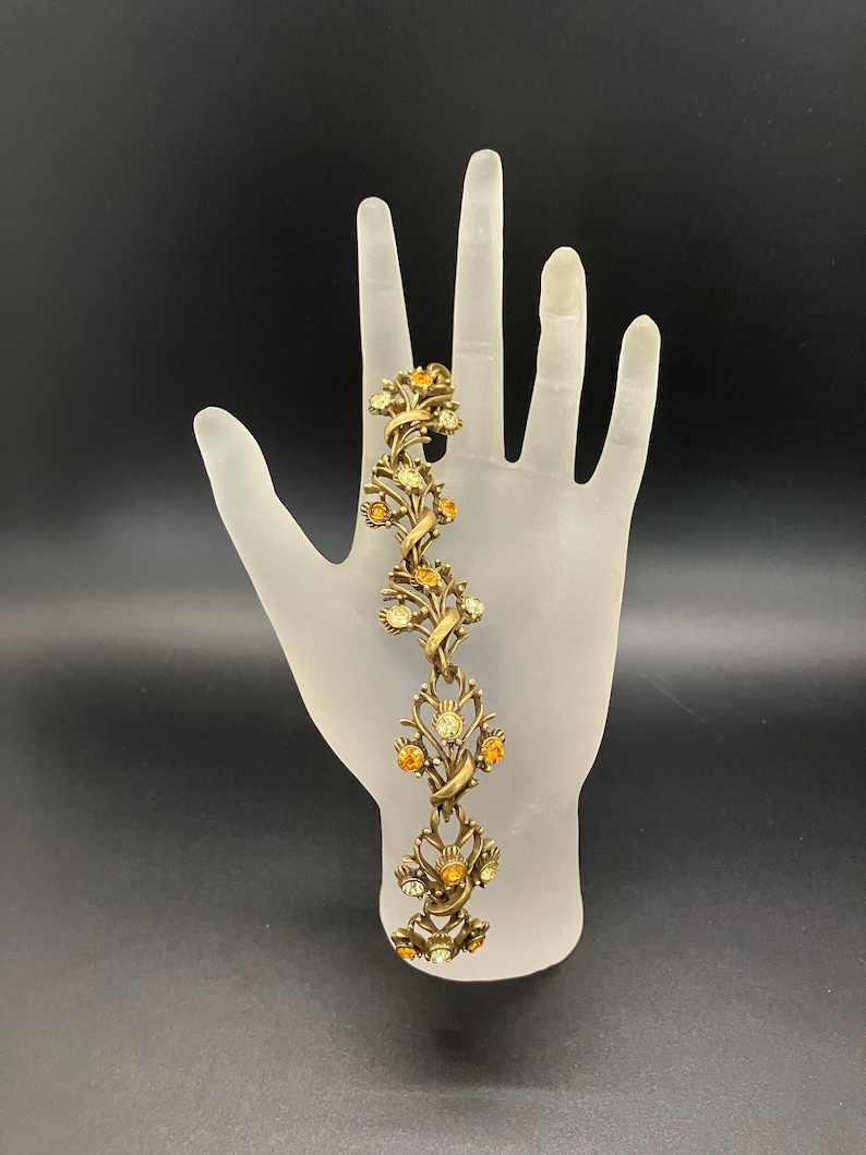 Vintage Coro Burnt Orange Rhinestone Bracelet - Etsy