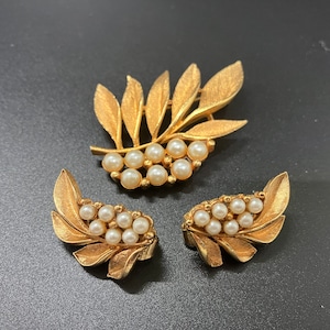 Vintage Signed Alan J.  Brooch and Earring Set