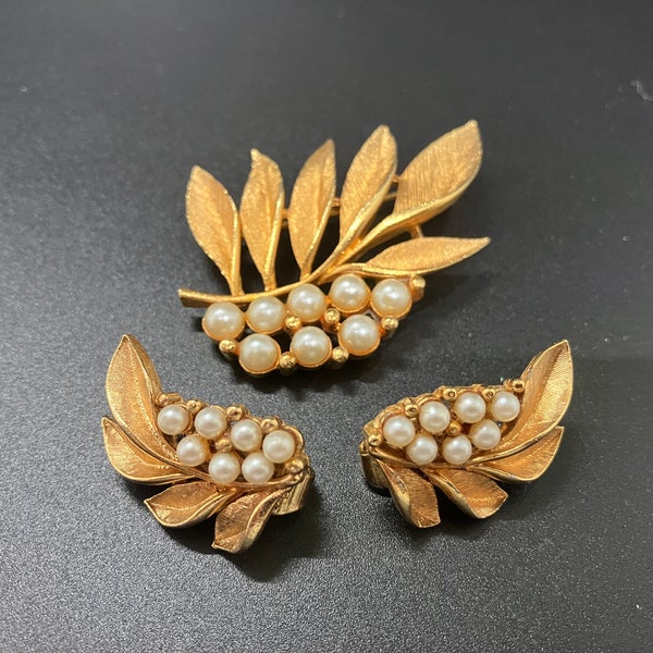 Vintage Signed Alan J.  Brooch and Earring Set