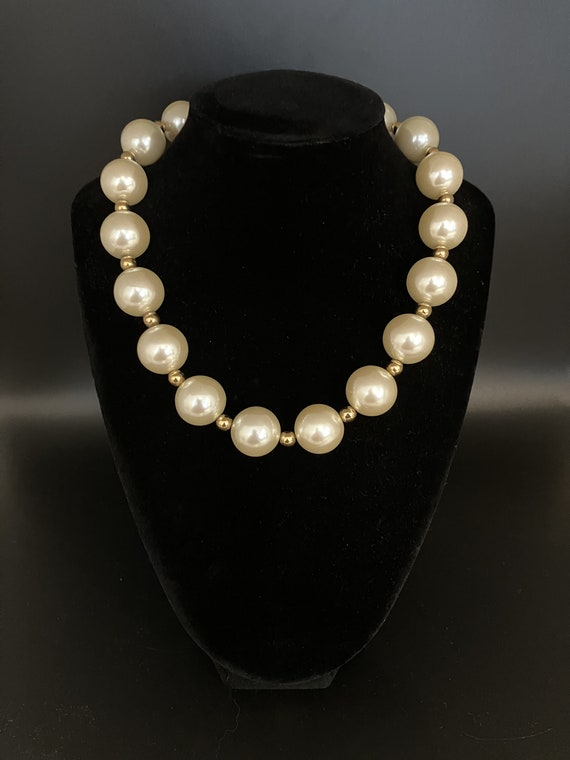 Vintage Carolee Large Faux Pearl Necklace Choker - image 2