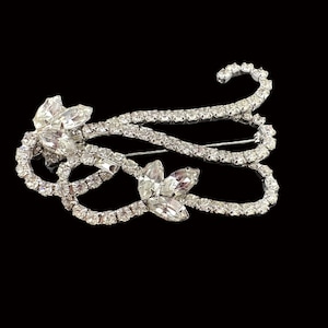 Vintage Rhinestone Triple Vining Graceful Brooch