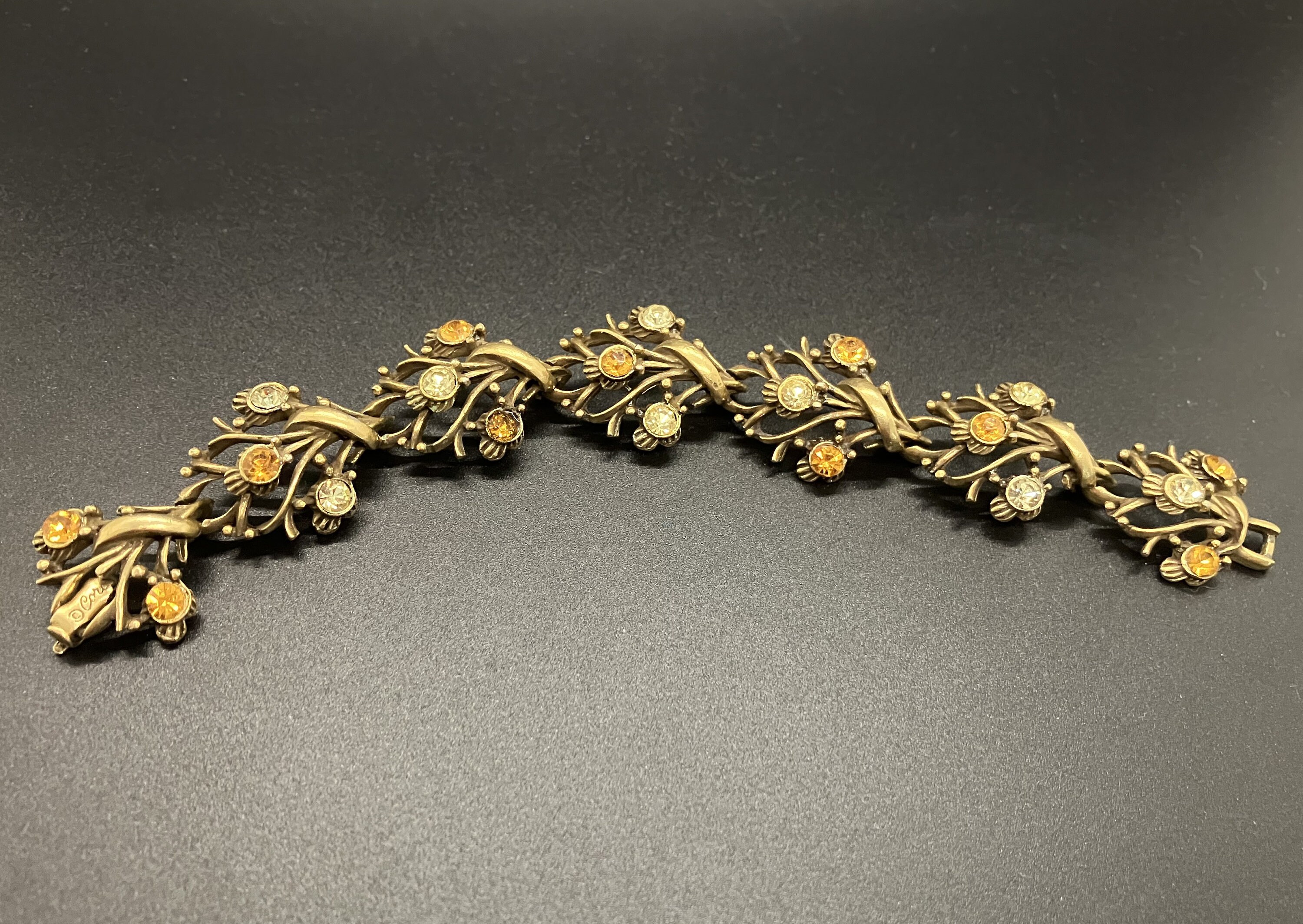 Vintage Coro Burnt Orange Rhinestone Bracelet - Etsy
