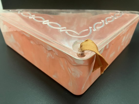 Vintage Pink Marbled Hommer Hanky Box - image 4