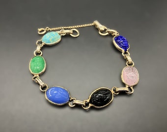 Vintage Coro Glass Scarab Bracelet