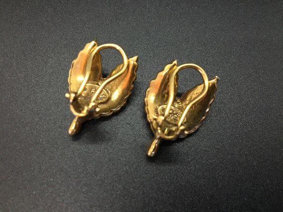 Vintage Goldette Rhinestone Leaf Earrings - image 4