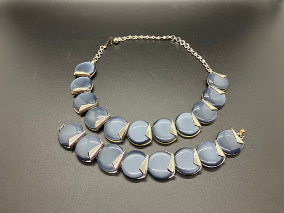 Vintage Charel Deco Style Necklace and Bracelet Gray Blue Etsy