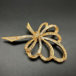 Vintage Pell Signed Rhinestone Fancy Bow Brooch 3"