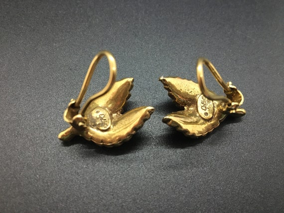 Vintage Goldette Rhinestone Leaf Earrings - image 5