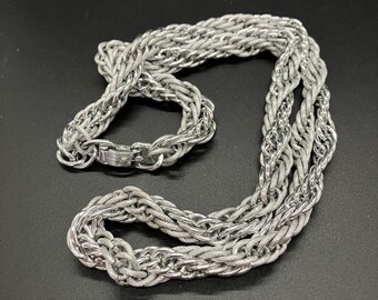 Vintage Duel Texture Twisted Silver Chain Western Germany