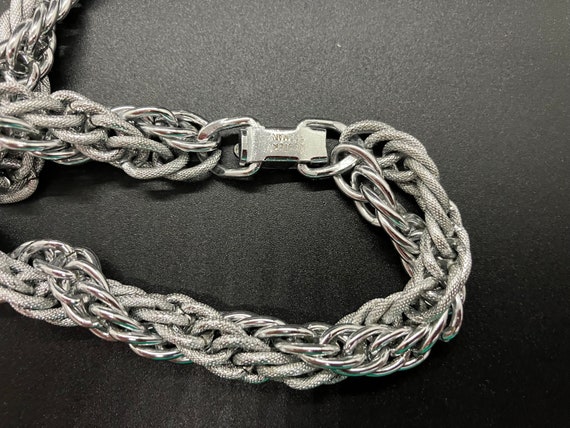 Vintage Duel Texture Twisted Silver Chain Western… - image 5