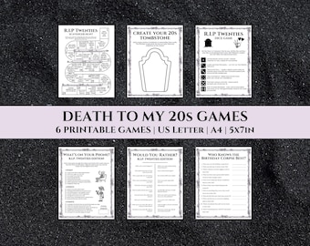Druckbare Spiele zum Thema „Tod meinen Zwanzigern“, Spiele zum Gedenken an die Zwanziger, Aktivitäten zum Abschied von der Jugend, Schnitzeljagd zum Thema „Tod meinen Zwanzigern“, Spiele zum 30. Geburtstag