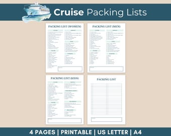 Cruise Packing Lists, Packing List for Women, Packing List for Men, Packing List for Kids, Packing Checklist, Cruise Planner, Travel Planner