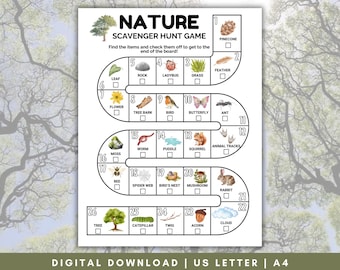 Nature Scavenger Hunt for Kids, Nature Walk Scavenger Hunt, Outdoor Activity for Kids, Nature School Activity, Family Hiking Activity