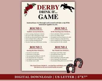 Derby Drink If Game, Derby Party Games, Derby Day Games for Adults, Adult Drinking Game, Horse Race Drinking Game