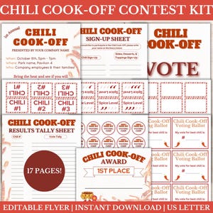 Chili Cook-Off Contest Kit | Editable Chili Cook-Off Flyer Template | Chili Cook-Off Bundle | Chili Cook-Off Printables
