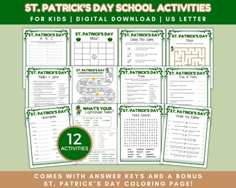 St Patrick's Day Activity Bundle, Printable Games for Kids, Classroom Activities, Fun Party Games, Scavenger Hunt Ideas