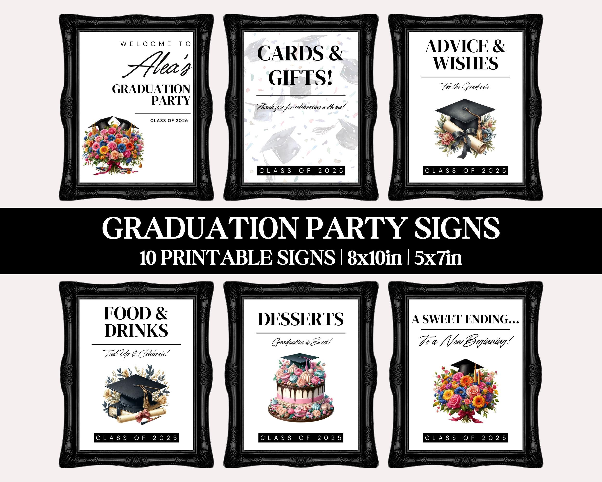 Graduation Fun Sign Graduation Party Sign Bundle, Editable Graduation Welcome Sign ...