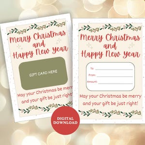 Festliche Weihnachten & Neujahr Geschenkkartenhalter und DIY Umschlag | Druckbar für Familie, Freunde und mehr!
