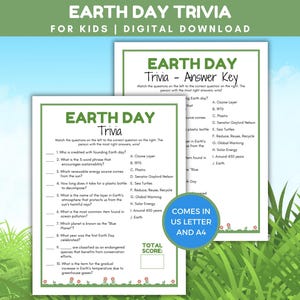 Earth Day Trivia for Kids, Printable Earth Day Trivia, Earth Day Classroom Activity, Earth Day School Party Game for Kids