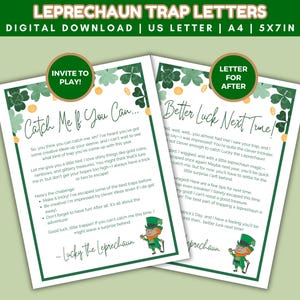 Leprechaun Trap Letters, Printable Leprechaun Letters, Leprechaun Notes, Leprechaun Trap Kit Letters, St Patrick&#39;s Day Activity for Kids