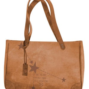 Libra Zodiac Leather Tote Bag, Brown Astrology Shoulder Bag, Horoscope Handbag For Women, Libra Constellation Purse, Unique Gift For Her