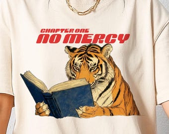 Katoenen T-shirt tijgerleesboek | Vintage bibliothecaris streetwear | Motivatiekleding studentenfinaleweek | Wereldboekendag