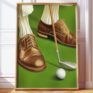 Retro Vintage Golf Art Poster - Modern 70s Inspired Wall Art - Stylish Elegant Old Style Sports Poster - Old Fashioned Golf Print