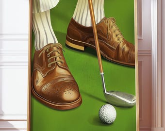 Retro Vintage Golf Art Poster - Modern 70s Inspired Wall Art - Stylish Elegant Old Style Sports Poster - Old Fashioned Golf Print