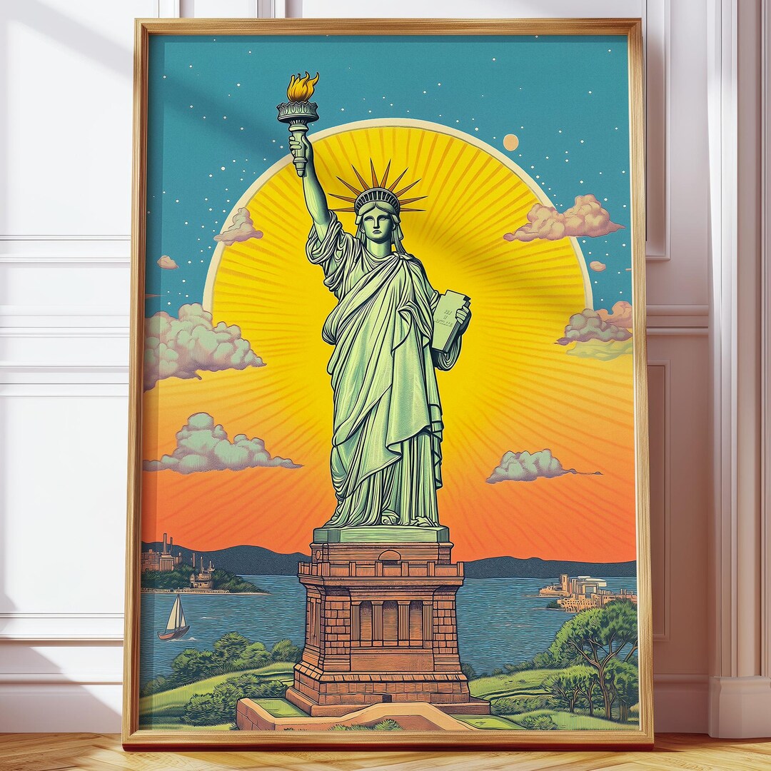 Vintage Statue of Liberty Print | retro Printable New York Wall Art ...