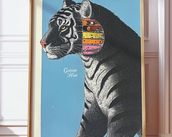 Retro Space Tiger Anatomy Art - Unique Sci-Fi Digital Poster for Classroom, Library, Bookstore, Home, or Office Retro-Futuristic Wall Decor
