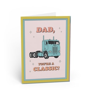 ¡Un regalo divertido para el Día del Padre! Tarjeta para papá: "Papá, eres un clásico" de hija, niños, hijo, bebé, niño, niños, primer día del padre, papá perro.