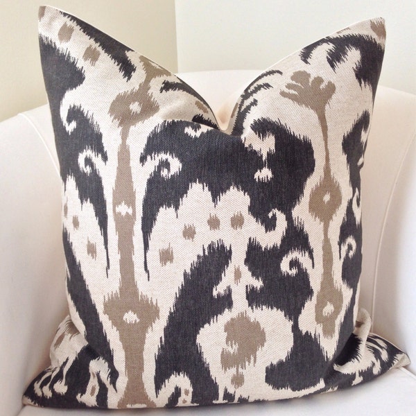 Ikat Pillow Cover Black Pillow Cushion Throw Pillow  Black Beige Decorative Pillow