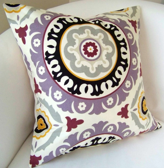 Purple Pillow Cover Decorative Throw Pillow Suzani Pillow Etsy