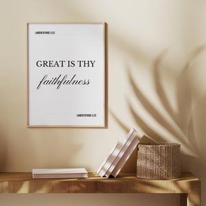 Great is Thy Faithfulness | Lamentations 3:23 Scripture Wall Art | Minimalist Digital Download & Decor for Home