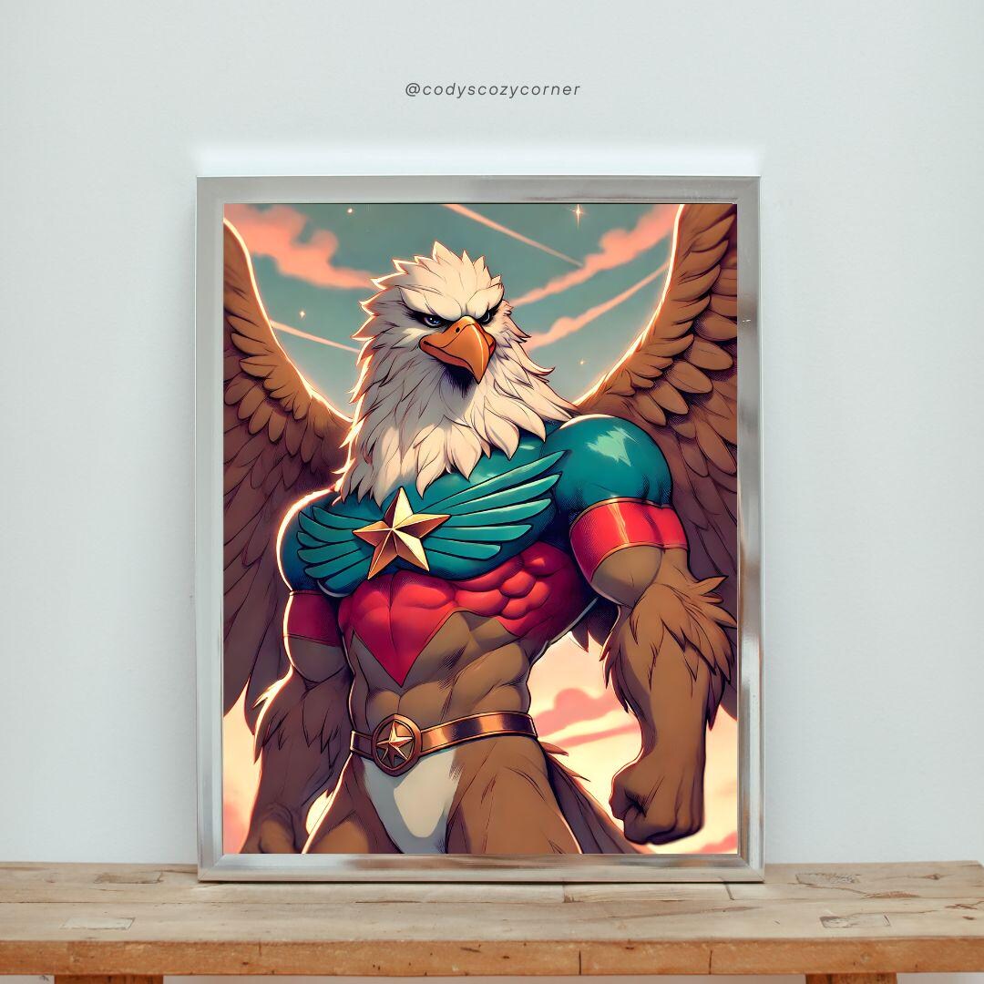 Captain Eagle Digital Download Bold Superhero Artwork Inspired by ...