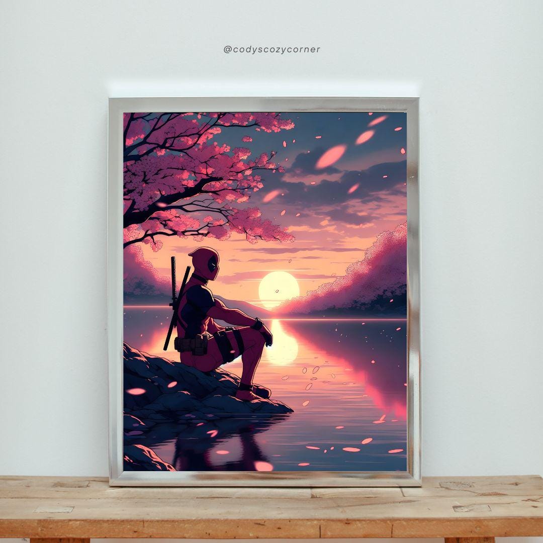 Deadpool Samurai Reflection Digital Download Vibrant Comic-inspired ...