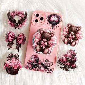 Magsafe Retro Gothic Bear,Cakes,Bow,Wings,Magnetic Glitter Resin Stand Finger Folding Grip,Adhesive Expanding Phone Holder Charm Girls Gifts