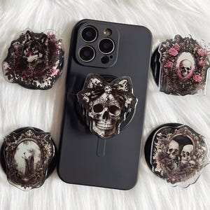 Gothic,Punk,Retro,Schädel,Wolf,Spitze,Bogen,Vögel,Blumen,Rosen,Resin Stand Finger Folding Big Grip,Magnetisch,Klebe Handyhalter Charm,Geschenke