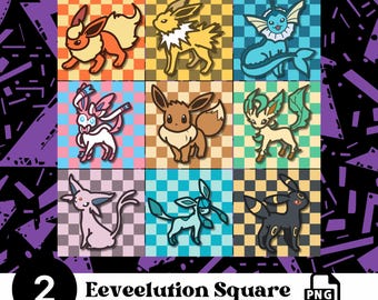 Square Eeveelutions ispirato / 2 immagini / Download immediato / PNG e JPEG