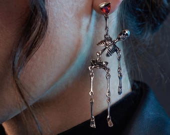 Gothic Skeleton Earrings, Vampire Statement Earrings, Dark Romantic Alternative Fashion Jewelry