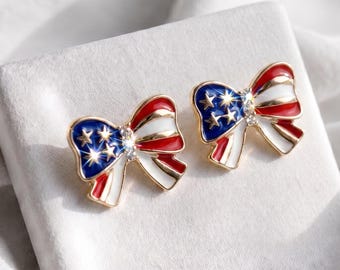 American flag earrings, 4th of July stud earrings, statement earrings, patriotic earrings, memorial gift, independence day, gift for her