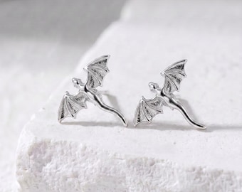 Extra Tiny Dragon Stud Earrings, Silver Dragon Earrings, Chinese Dragon Earrings, Small Dragon Stud, Flat Back Earrings, Delicate Studs