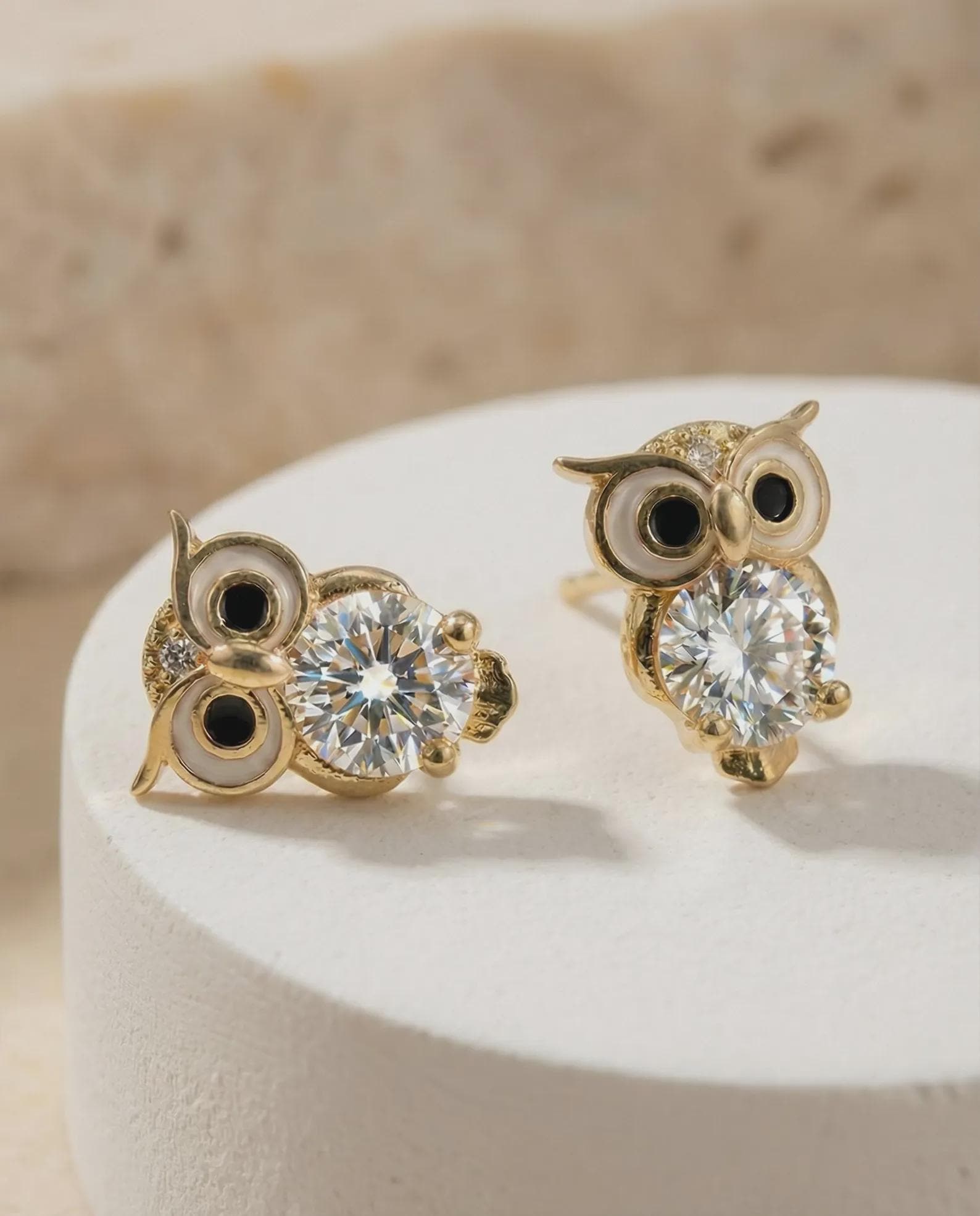 Symbol of Wisdom Jewelry, Owl Stud Earrings, Dainty Animal Bird Earrings, Small Gold Earrings for He