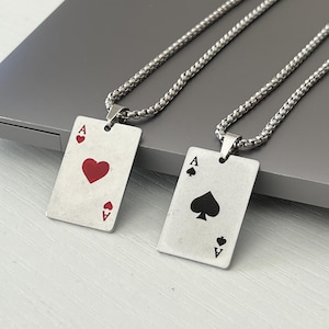 Collier As de coeur, pendentif poker, bijoux uniques, cartes à jouer, poker porte-bonheur, EVJF à Las Vegas, soirée jeux, cadeaux pour elle, cadeau homme