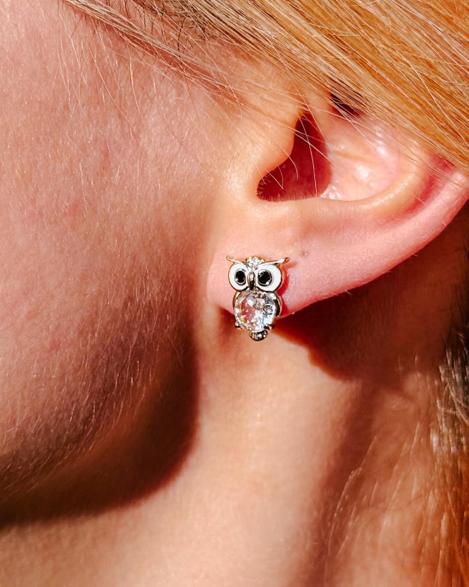 Barn Owl Stud Earrings, Gold Owl Bird Earrings, Nature Inspired Animal Earrings, Rustic Owl Jewelry,