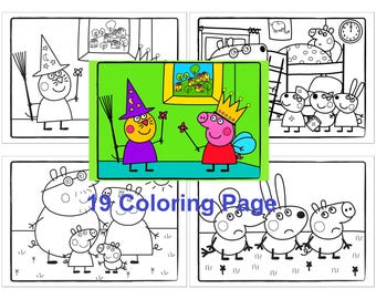 Peppa Pig Coloring Pages - 19 Scene Designs (Printable PDF)
