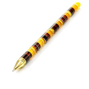Bolígrafo de lujo elaborado con piezas de mosaico de ámbar báltico natural/Bolígrafo de recuerdo de ámbar/Regalo de lujo para empresarios/Herramientas de decoración de oficina