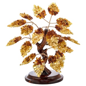 Beautiful large money tree made of natural amber and wood, feng shui Amber Tree Art, Souvenir Gift ,Home Office Decor, Unick gift