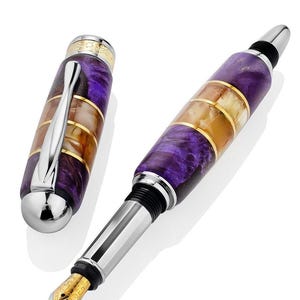 Exclusieve handgemaakte vulpen gemaakt van berkenhout met tint en natuurlijk Baltisch amber|Amberhouten pen|Luxe pencadeau|Uniek cadeau voor hem