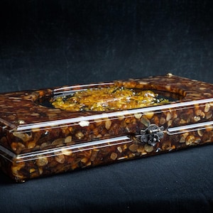 Wood amber backgammon board with amber chips Coat of arms| Luxury backgammon set| |Amber Dices| Board Game| Vip Gift